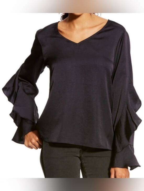 Ariat Tops - Ariat navy satin blouse XL